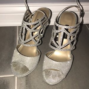 silver sparkle heels